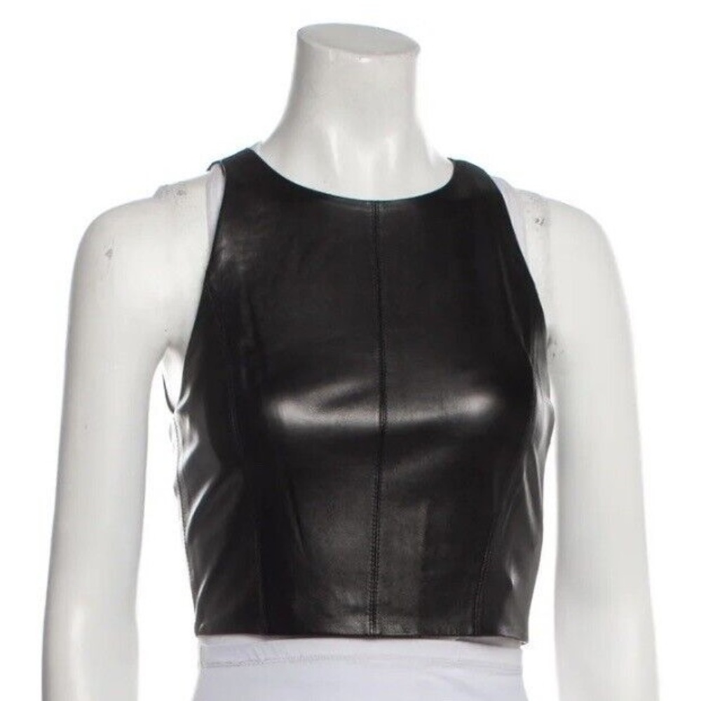 Alice + Olivia Lamb Leather Crop Tank Top, Size 4